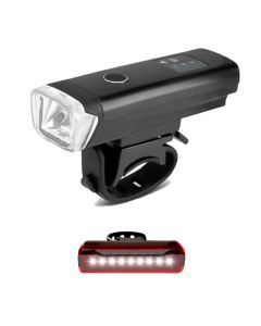 3 color 350 Lumens Bicycle Light With Horn USB Rechargeable Smart LED Bike Front Rear Light Set 