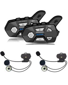 2Pcs WAYXIN helmet headset R9 Bluetooth walkie-talkie and Bluetooth walkie-talkie FM 4 rider 1500M