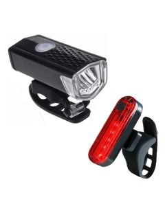 Bike Light USB Rechargeable 300 Lumens 3 Modes Bicycle Lamp Light Front Headlight With Wolf Star Taillight Light