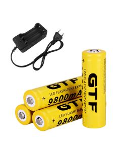 4Pcs 18650 Batteries 3.7V 9800mAh 18650 Rechargeable Li-ion Battery included 2 slot 18650 battery Charger
