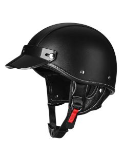 PU leather motorcycle helmet retro Harley electric car half helmet Cascos Moto Helme
